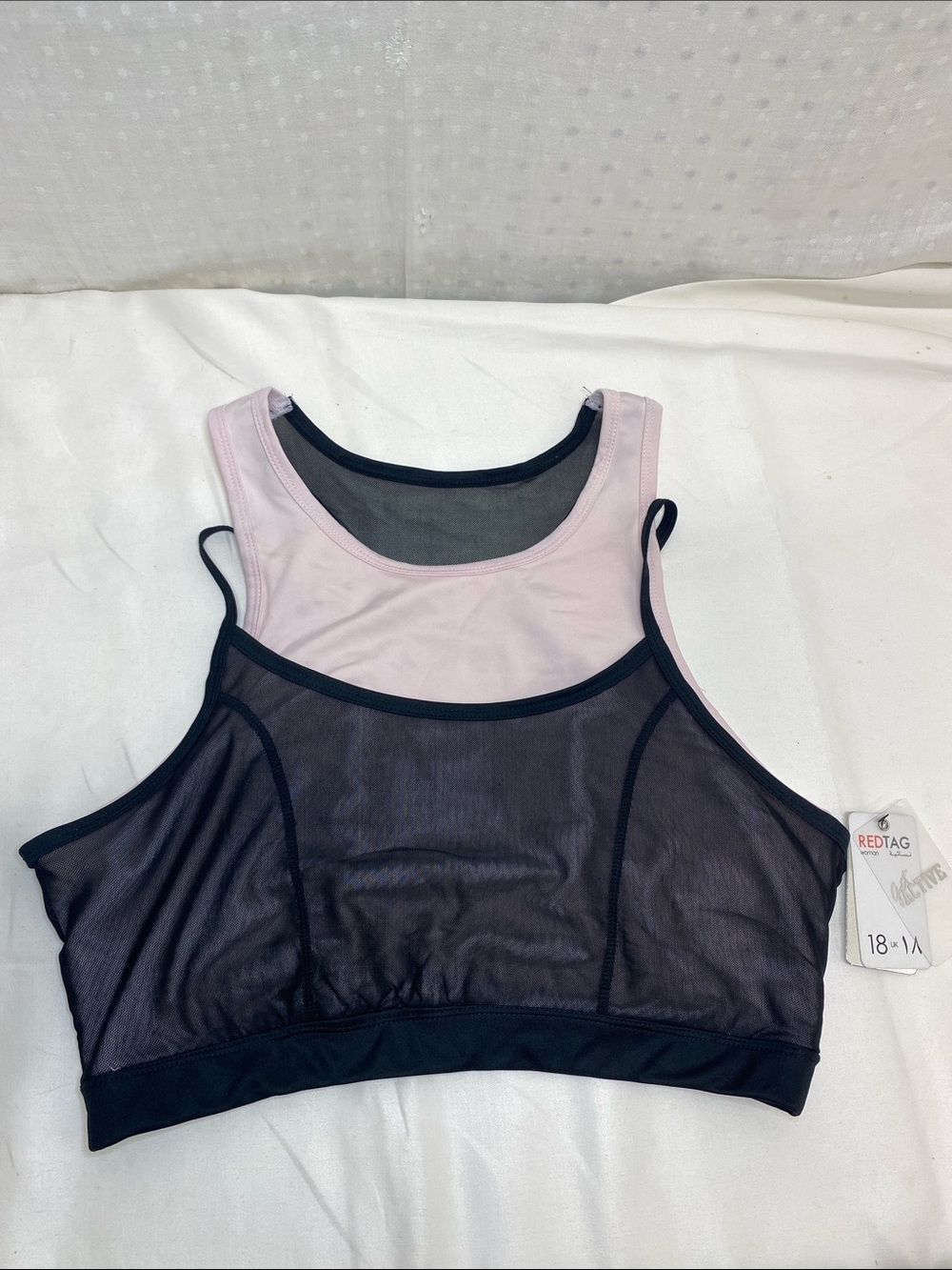 Layered Black Mesh Sports Bralette with Soft Pink Lining RedTag Woman